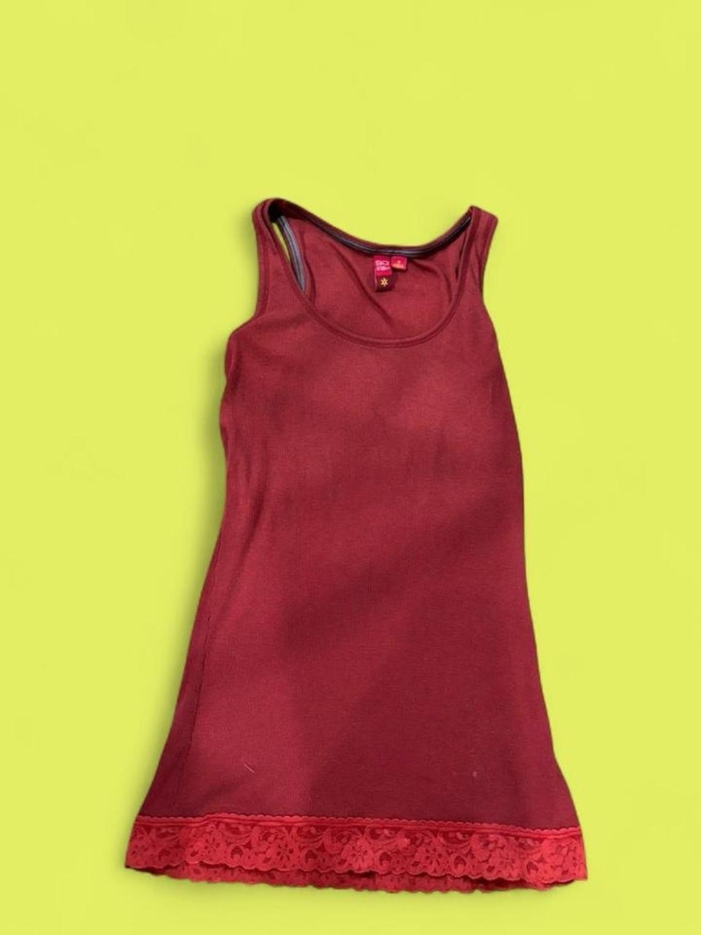 SO Women's Burgundy Lace-Hem Tank Top